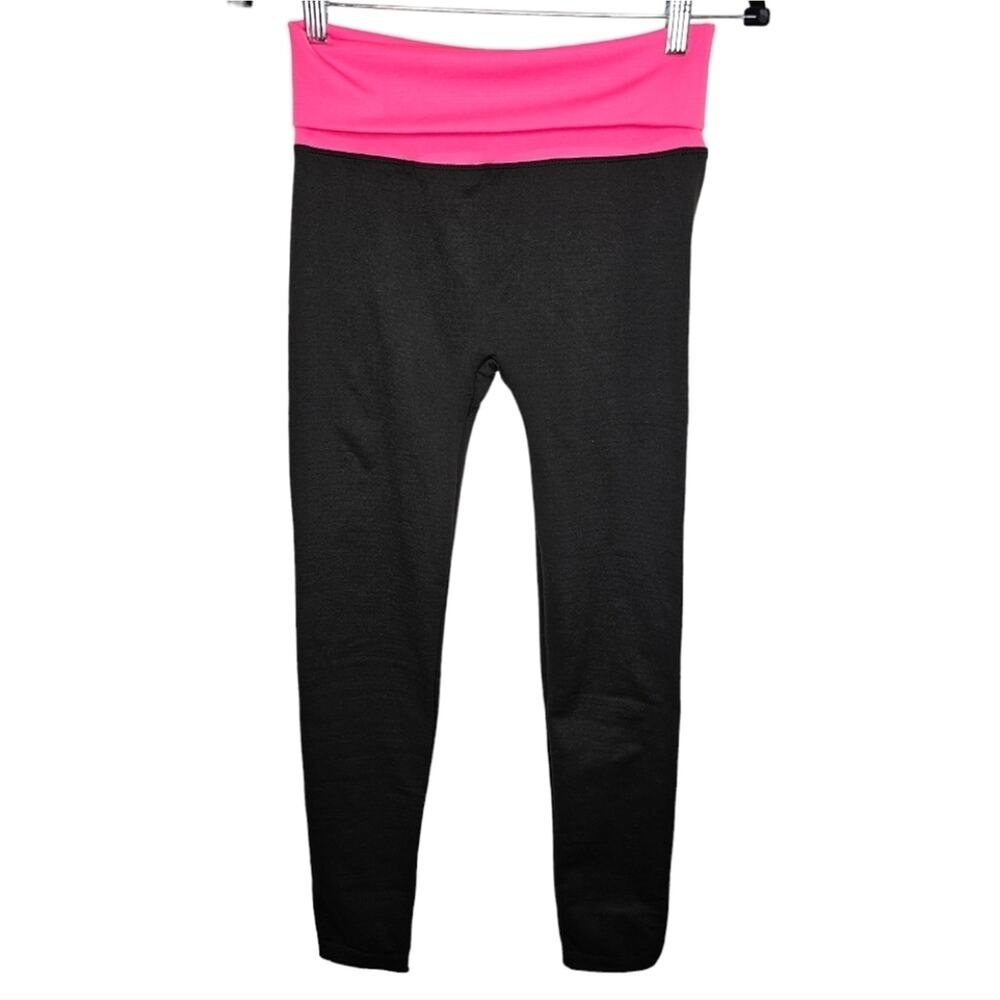 Coco Limon Women's Fleece Lined Leggings L/XL Black/Pink